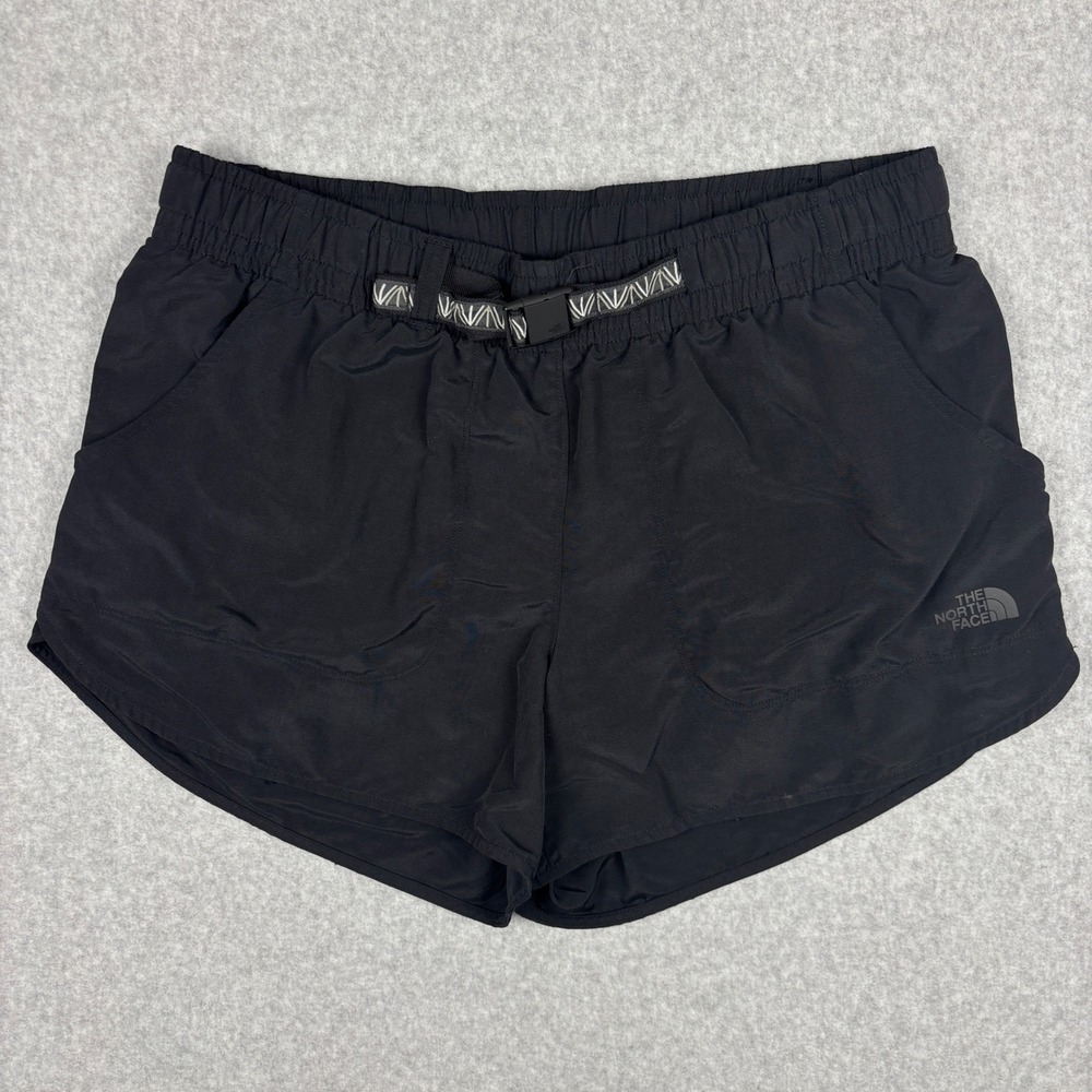 The North Face Class V Belted Shorts Womens Large Black FlashDry Hiking 4 inch